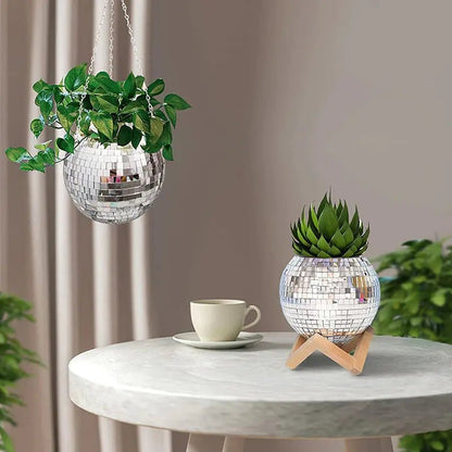 ✨ Disco Ball Flower Hanging Vase – A Dazzling Blend of Light & Nature - Modern