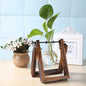 🌿 Glass and Wood Vase Planter – Elegant Desktop & Table Decor - Modern