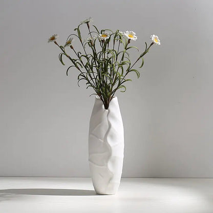 🏺 White Hemp Rope Ceramic Vase – Minimalist Elegance for Any Space - Modern