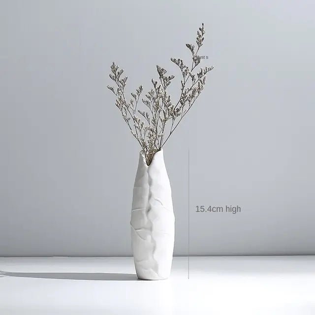 🏺 White Hemp Rope Ceramic Vase – Minimalist Elegance for Any Space - Modern